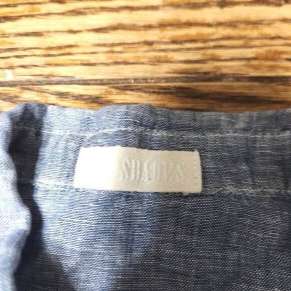 CP Shades blue linen Boxy Crop button down shirt sz Small - Picture 2 of 5